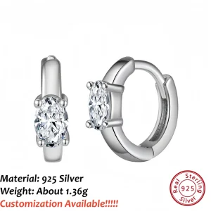 Zircon Hoop Earrings 925 Silver Stamped Huggie Earrings for Women