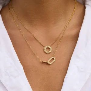 Zirconia Pendant Necklace for Women, 304 Stainless Steel, Non-Color-Removing