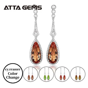 Zultanite Clip Earrings for Women Diaspore Sultanite Earring Solid 925 Sterling Silver Color Change Stone Wedding Fine Jewelry