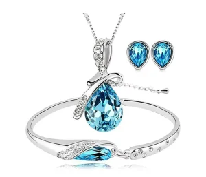 Wedding Bridal Women’s Crystal Earrings and Necklace Set