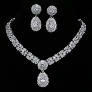 Zircon Earrings and Necklace Jewelry Set, Gift