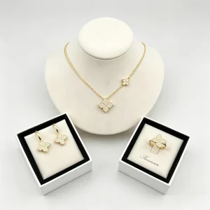 Factory Gold-Plated Copper Zircon Jewelry Set with Ring for Weddings, Parties, and Gifts