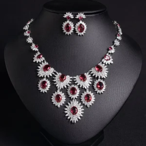 Tianshe European and American Luxury Jewelry Set, Women’s Wedding Earrings and Necklace