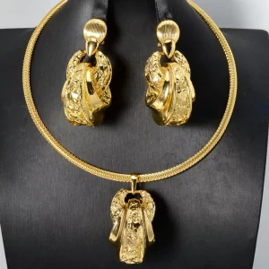 Dubai Copper Women’s Wedding Party Gold Jewelry Set