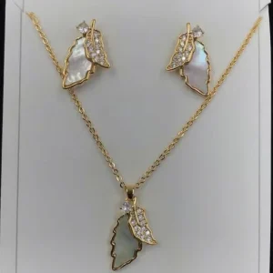 White Gold-Set Zircon, Diamond and Pearl Jewelry Set, Gold-Plated Wedding Party Jewelry