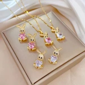 Gold-Plated Rabbit Wedding Zircon Jewelry Set
